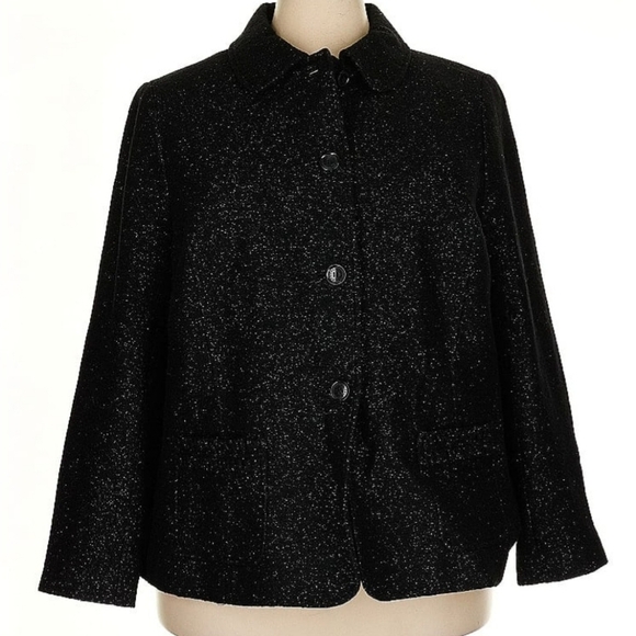 Talbots Black Rayon Wool Polyester Metal Womens Blazer/Jacket Size 18 NWT - Picture 1 of 6
